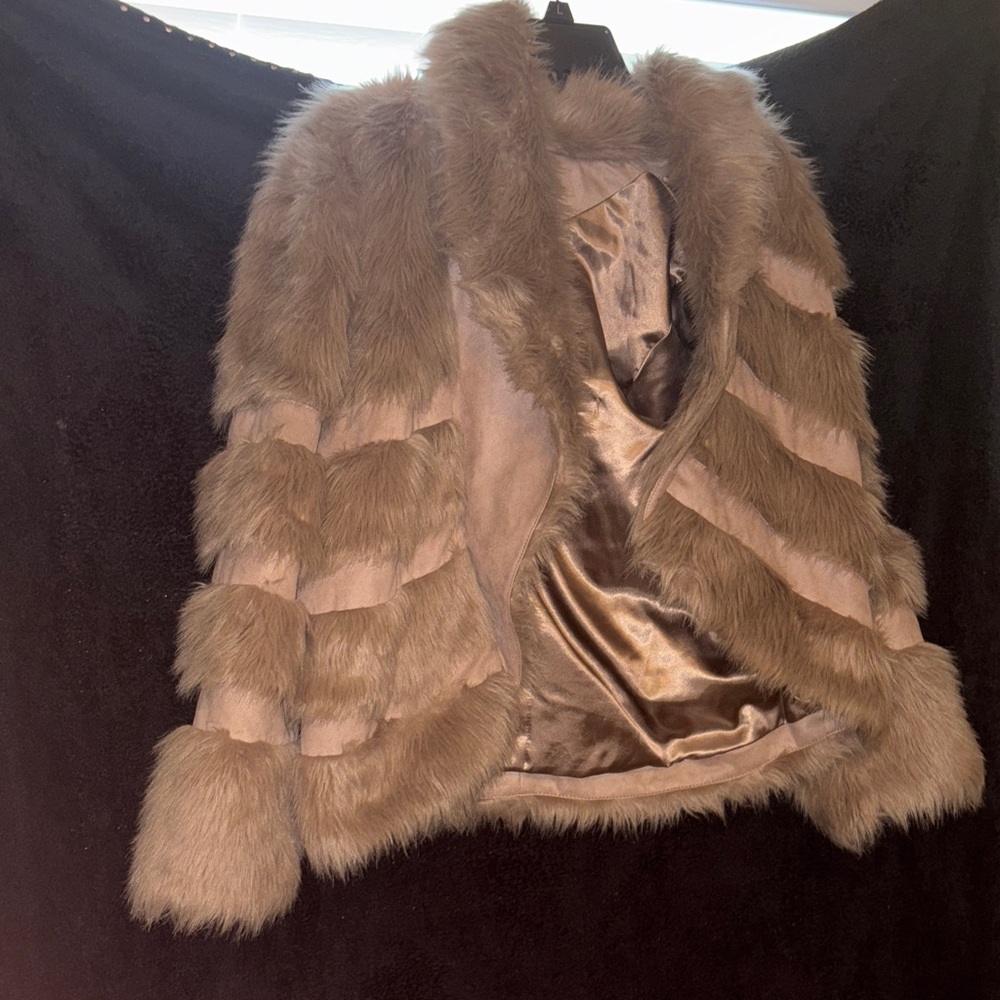 Chico's Luxurious Faux Fur Teddy Jacket in Brown
